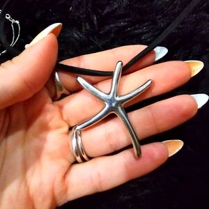 Solid sterling silver starfish necklace